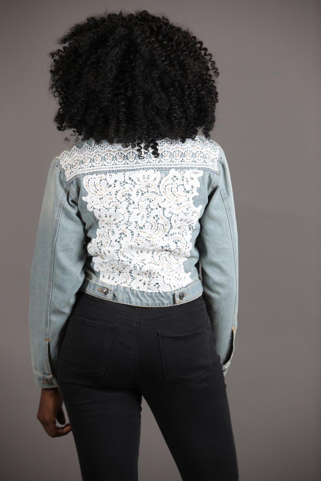 Denim Jacket With White Lace