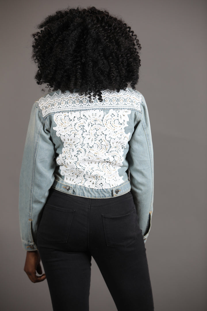 Denim Jacket With White Lace