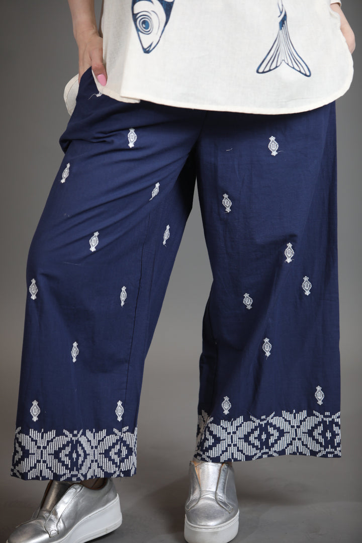 Embroidered Cotton Trousers