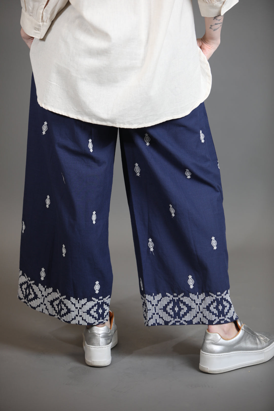 Embroidered Cotton Trousers