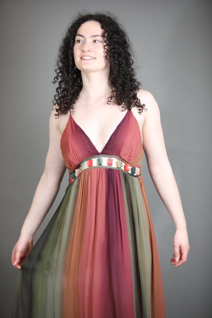 Maxi Dress In Ombre With Stones