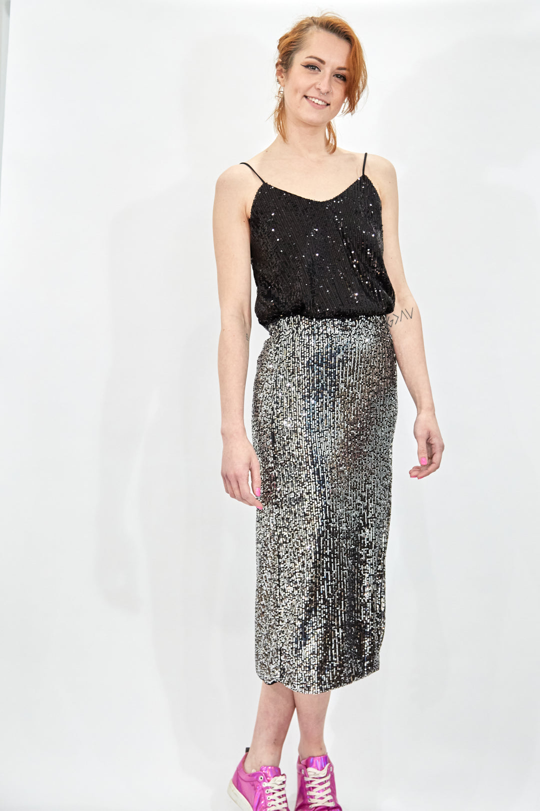 Grey/silver Sequin Skirt - Vz Collection