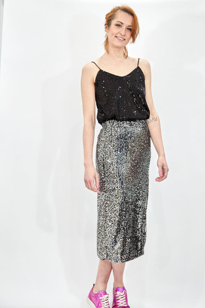 Grey/silver Sequin Skirt - Vz Collection