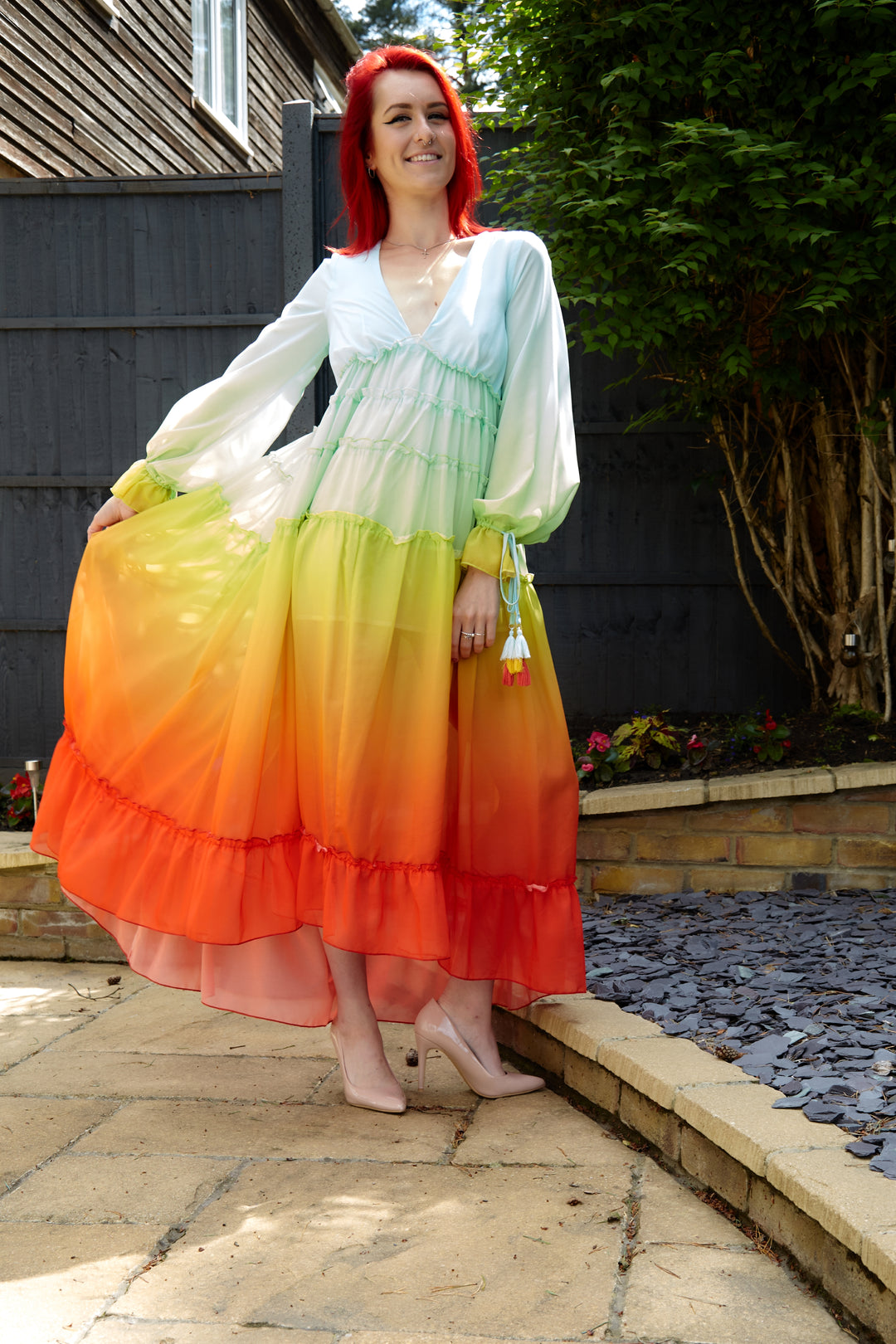Tiered Ombré Rainbow Dress - Vz Collection