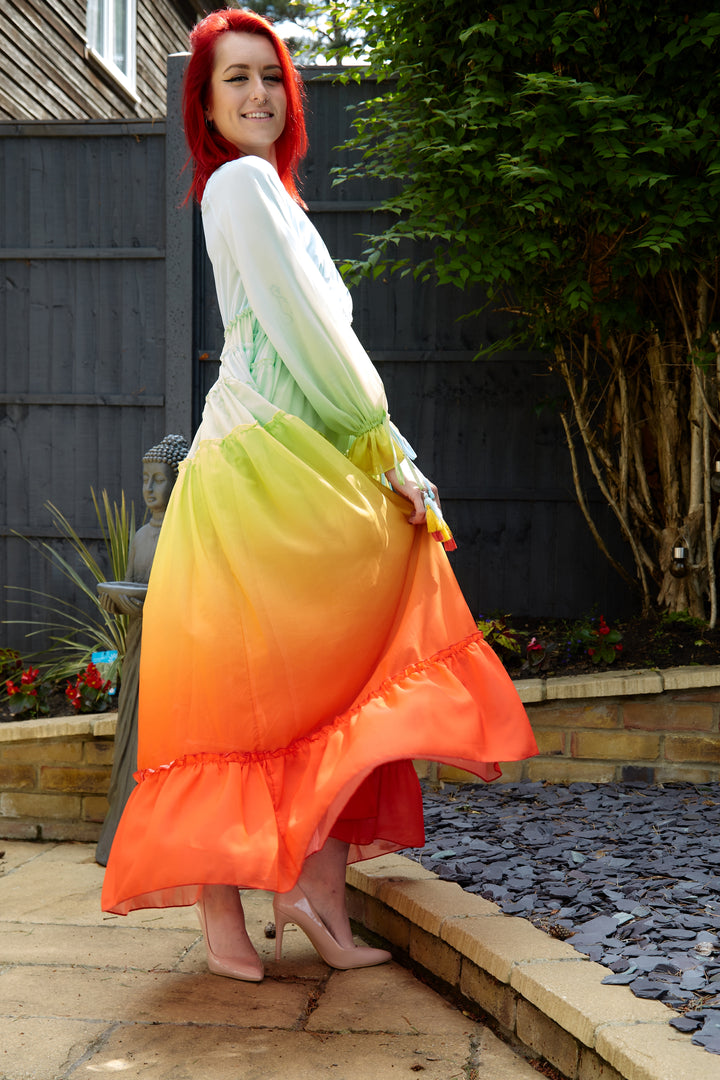 Tiered Ombré Rainbow Dress - Vz Collection