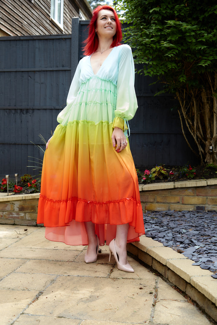 Tiered Ombré Rainbow Dress - Vz Collection