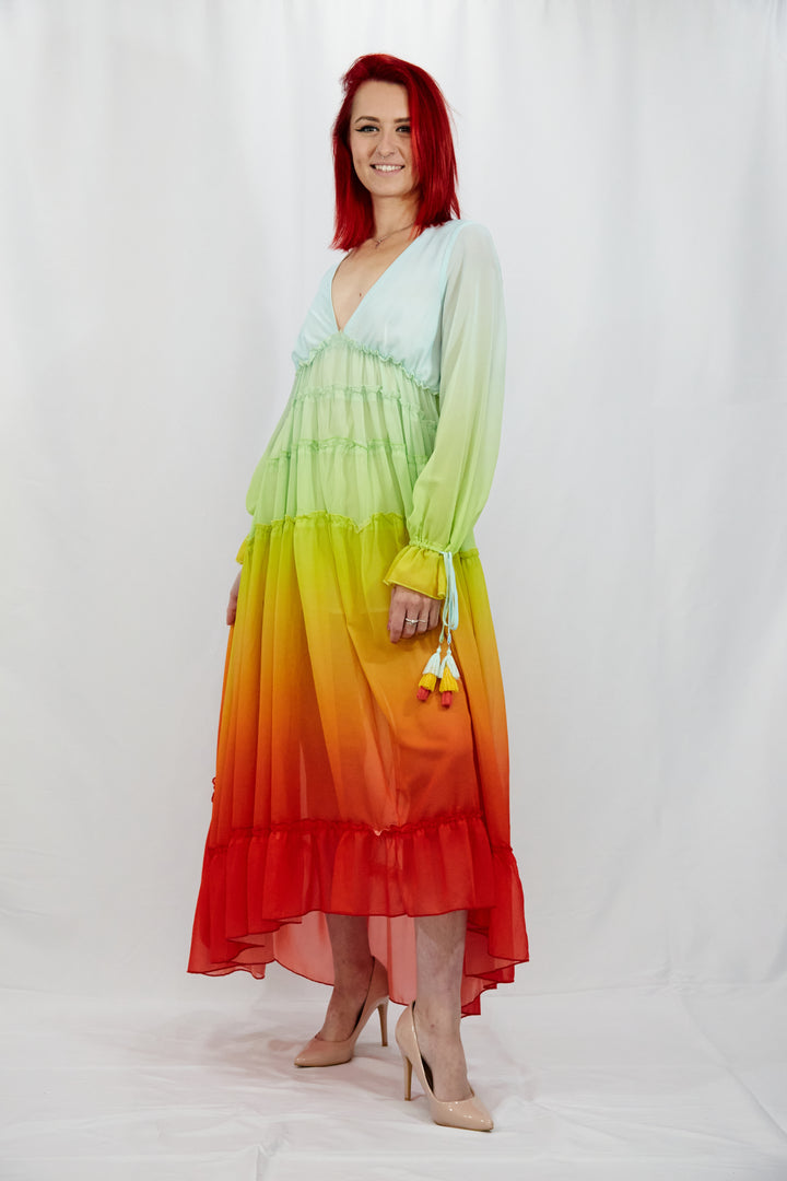 Tiered Ombré Rainbow Dress - Vz Collection
