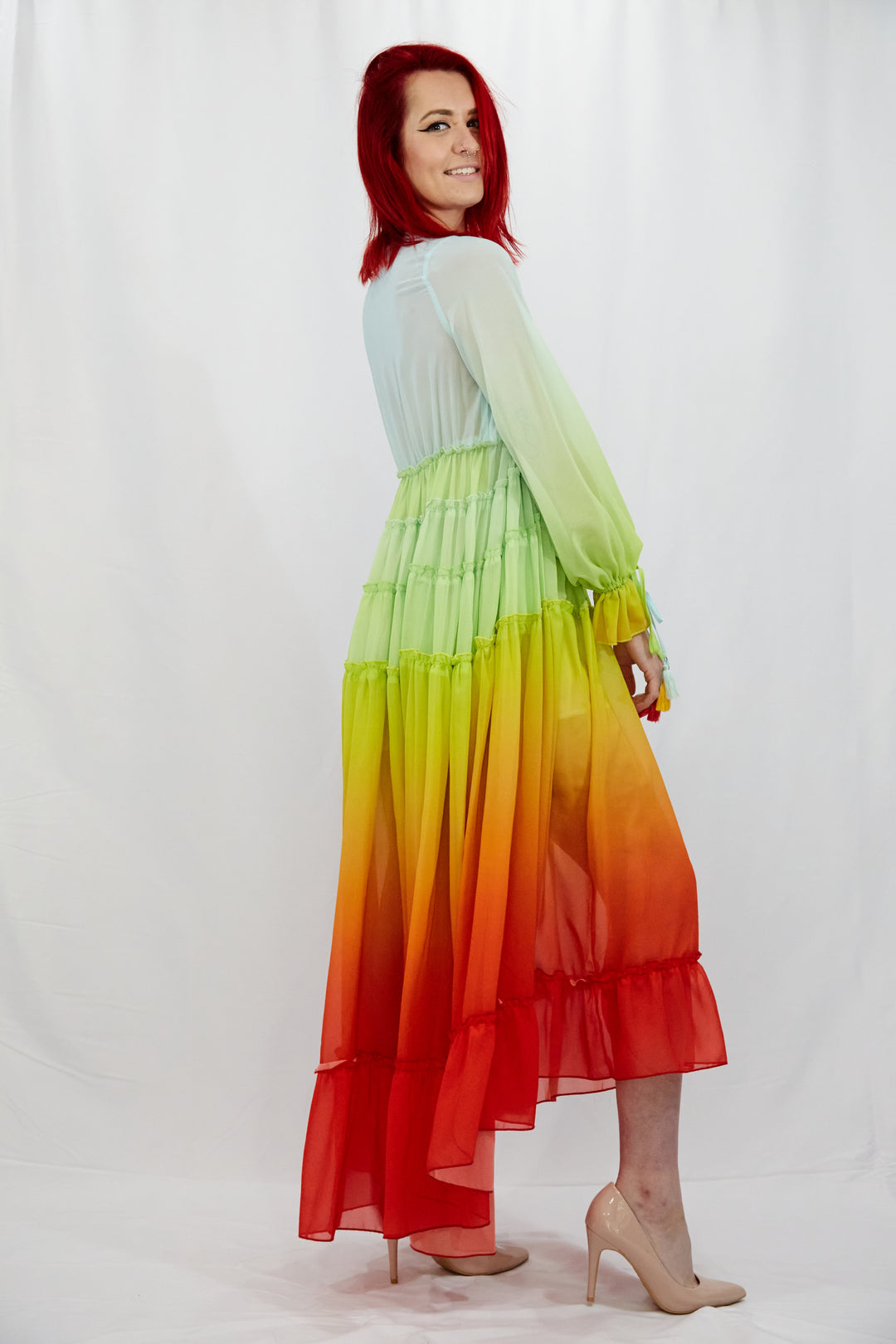 Tiered Ombré Rainbow Dress - Vz Collection