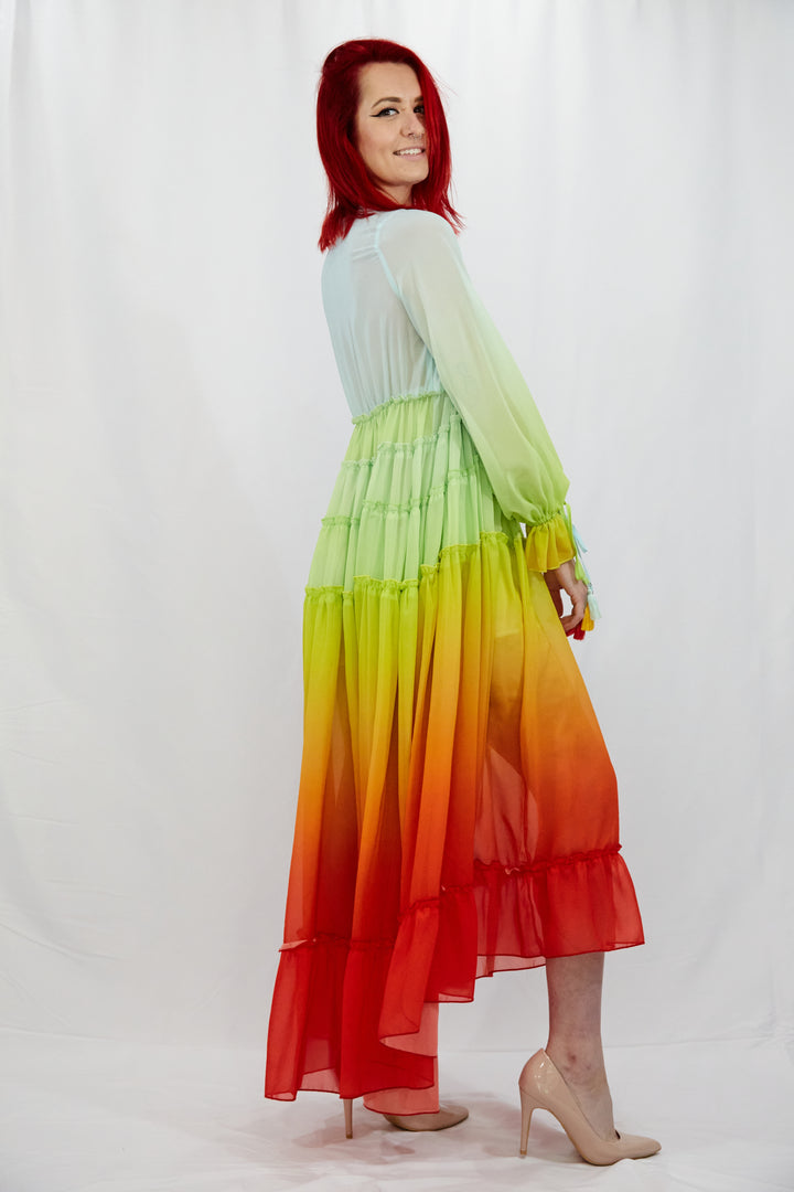 Tiered Ombré Rainbow Dress - Vz Collection