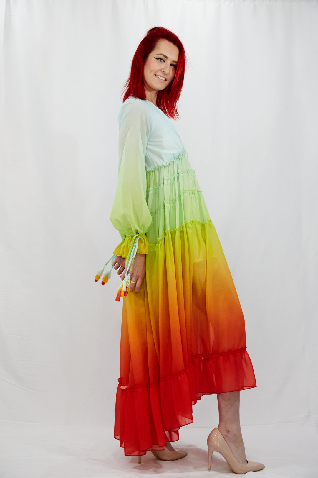 Tiered Ombré Rainbow Dress - Vz Collection