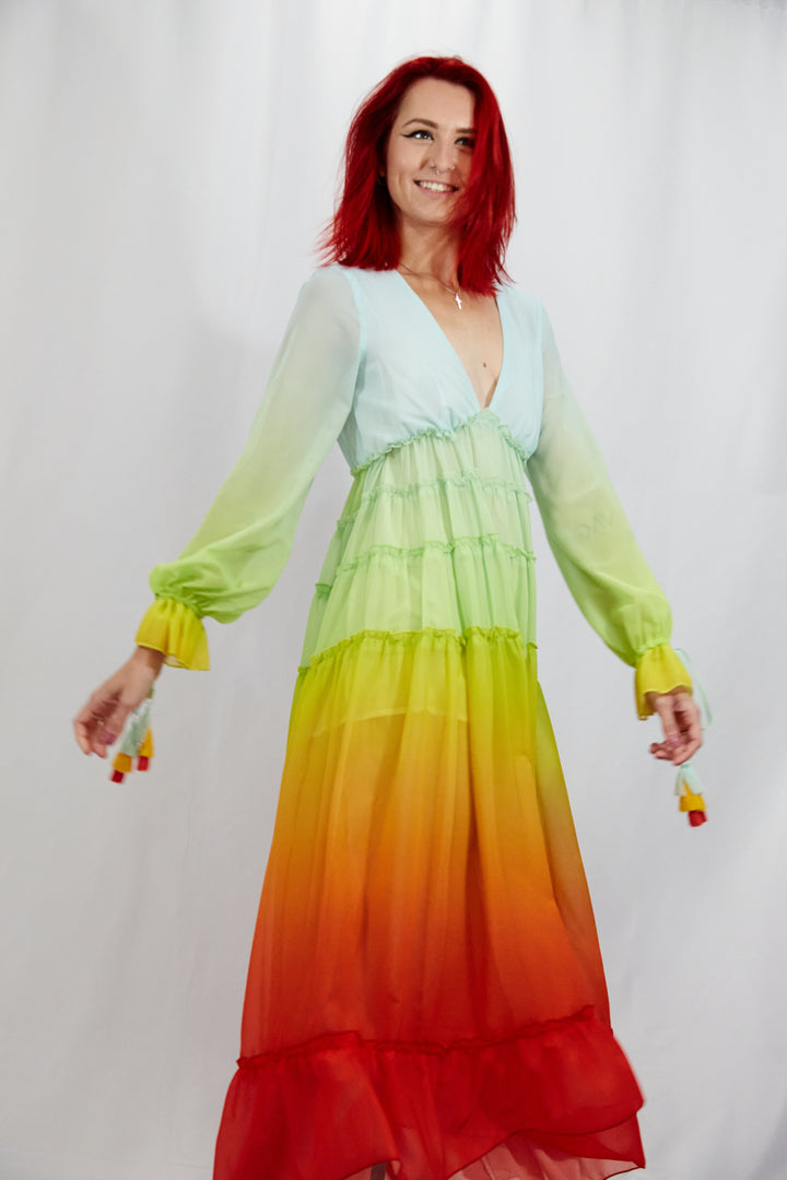 Tiered Ombré Rainbow Dress - Vz Collection