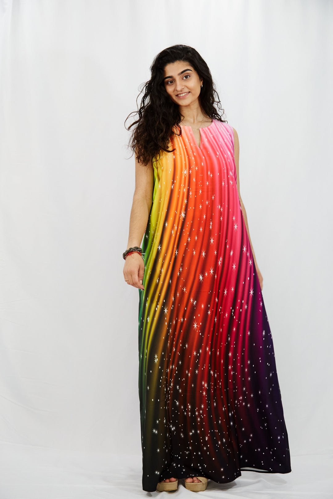 Digital Printed Rainbow Maxi Dress - Vz Collection