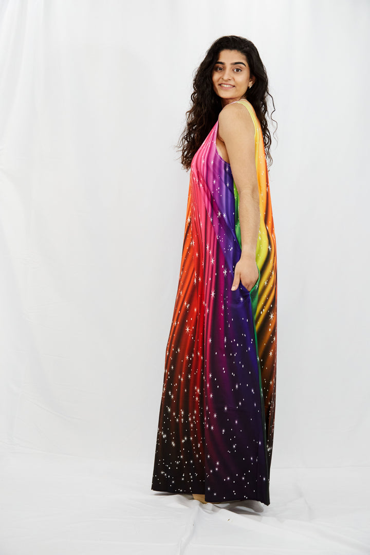 Digital Printed Rainbow Maxi Dress - Vz Collection