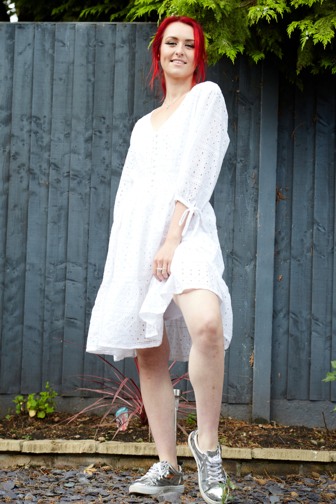 Tiered Broidery Anglaise Dress - Vz Collection