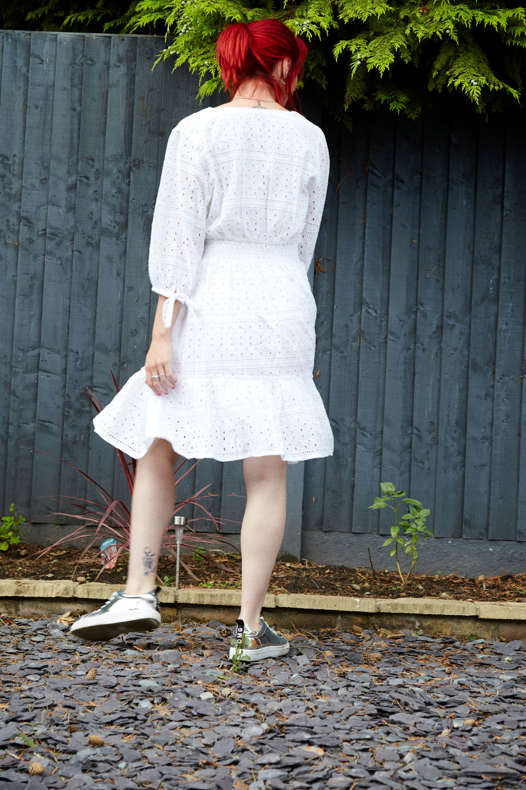 Tiered Broidery Anglaise Dress - Vz Collection