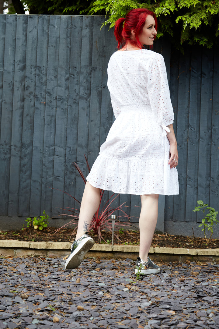 Tiered Broidery Anglaise Dress - Vz Collection