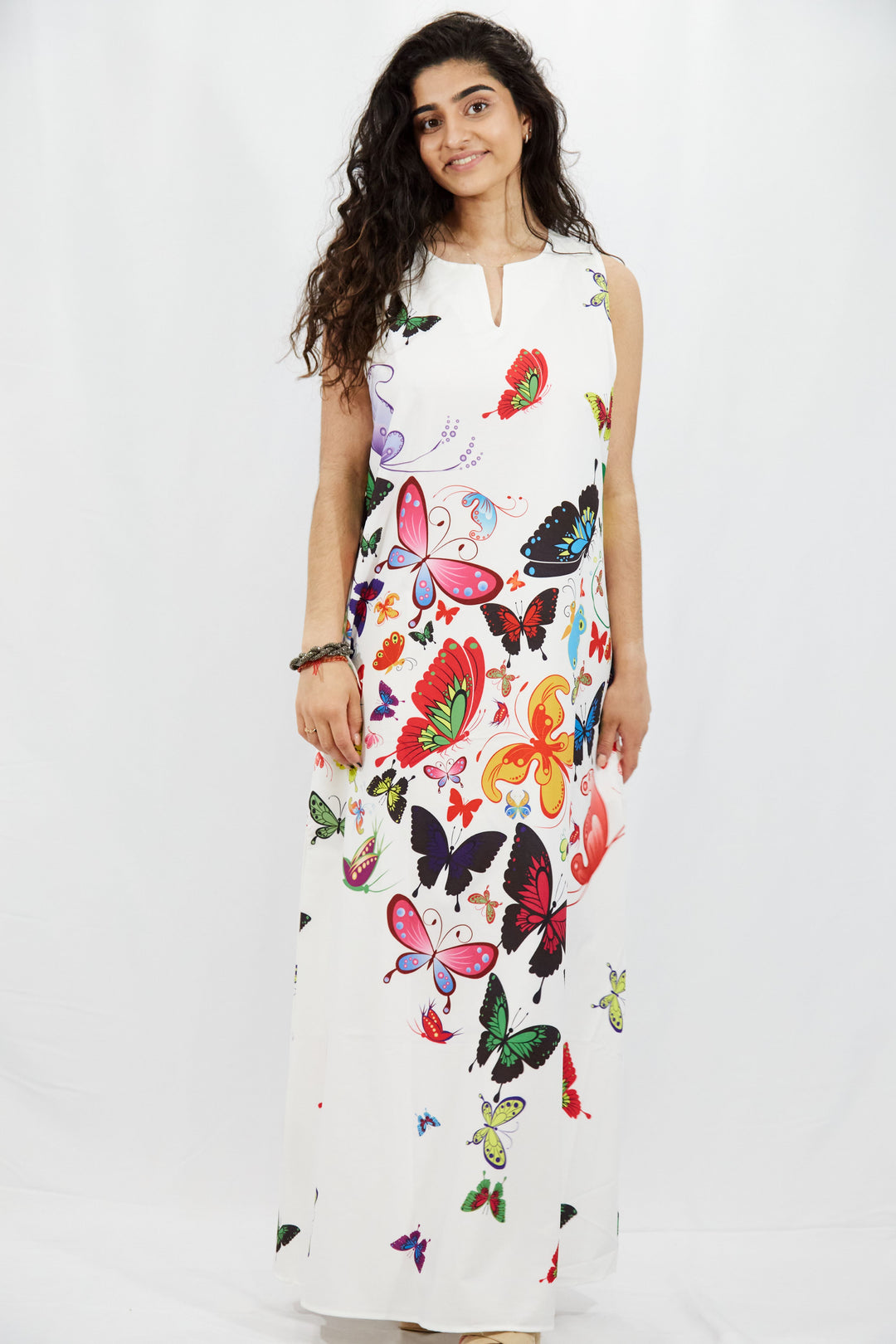Digital Printed Butterflies Maxi Dress - Vz Collection