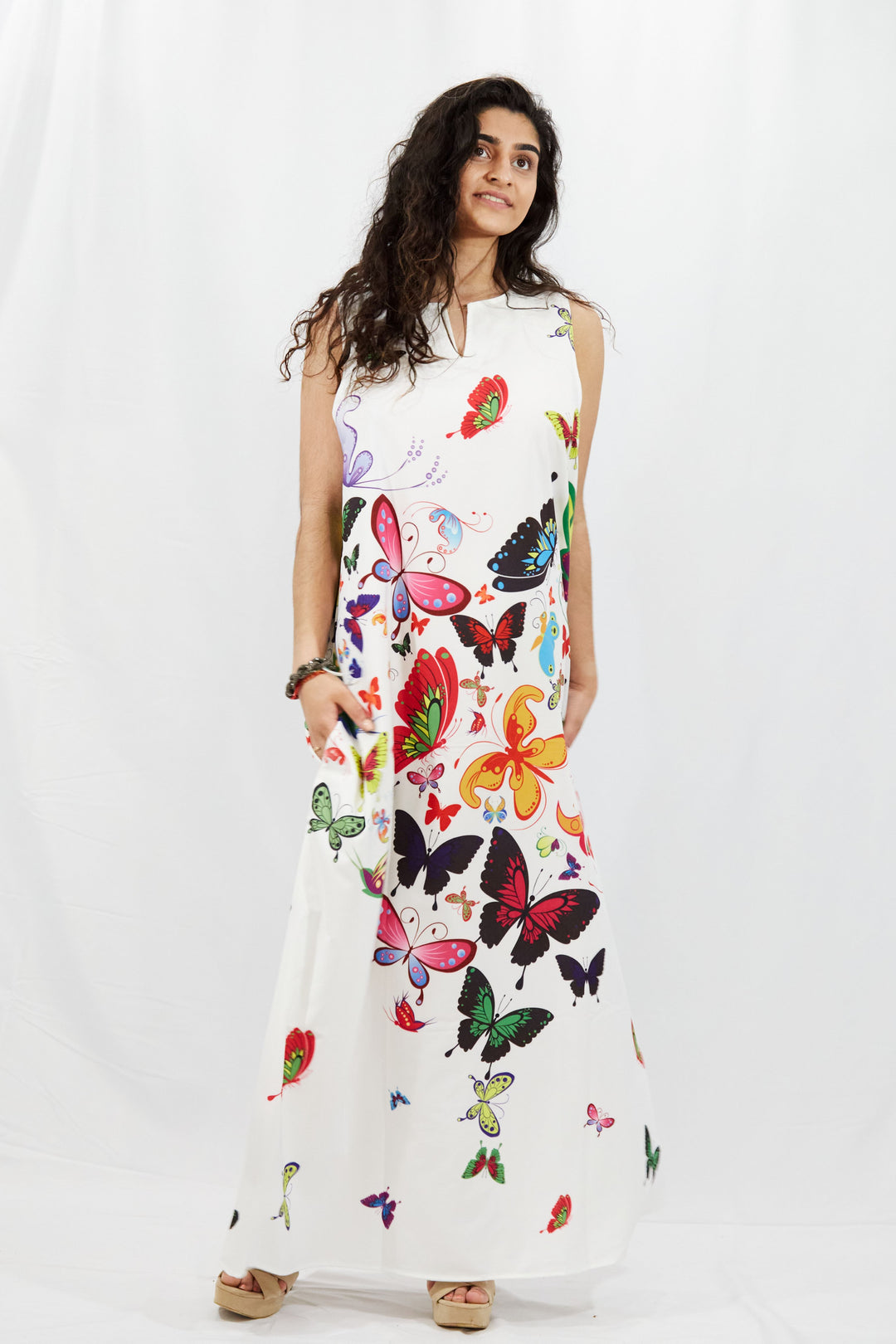 Digital Printed Butterflies Maxi Dress - Vz Collection