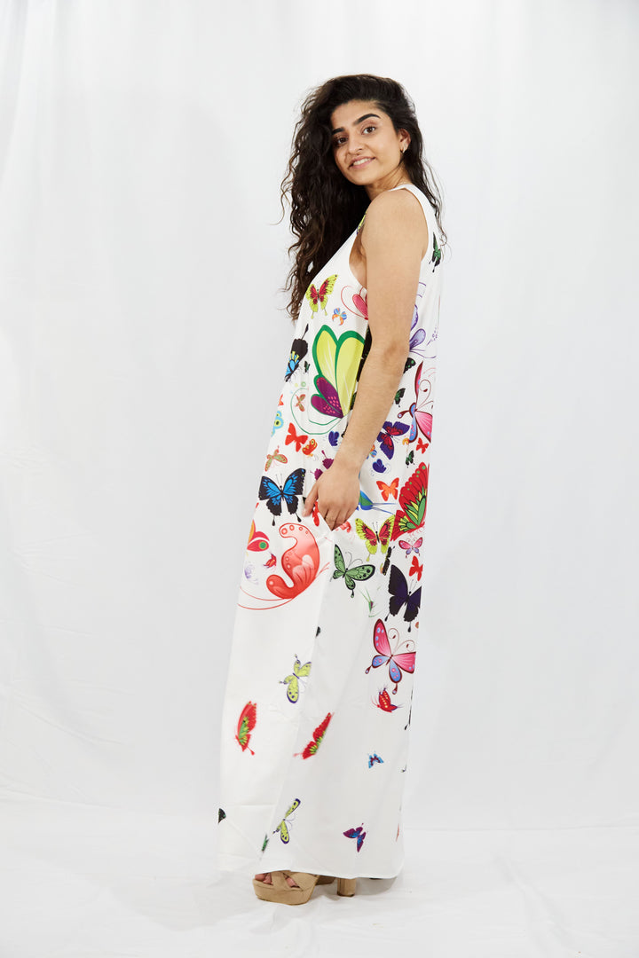 Digital Printed Butterflies Maxi Dress - Vz Collection