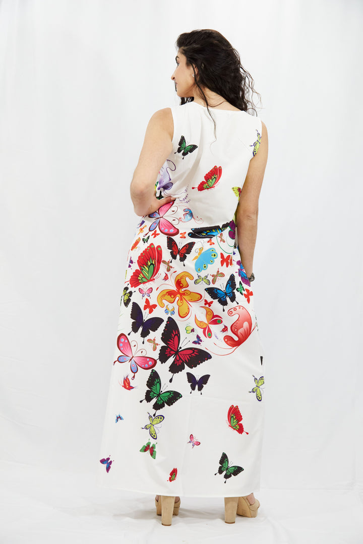 Digital Printed Butterflies Maxi Dress - Vz Collection