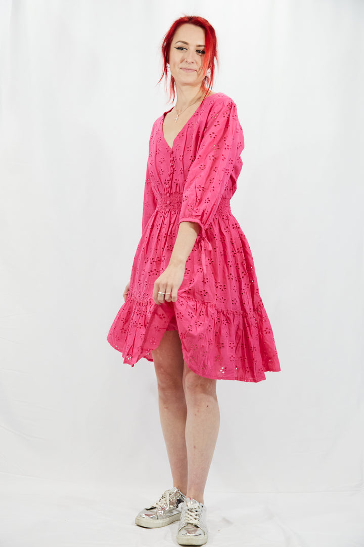 Tiered Broidery Anglaise Dress - Vz Collection
