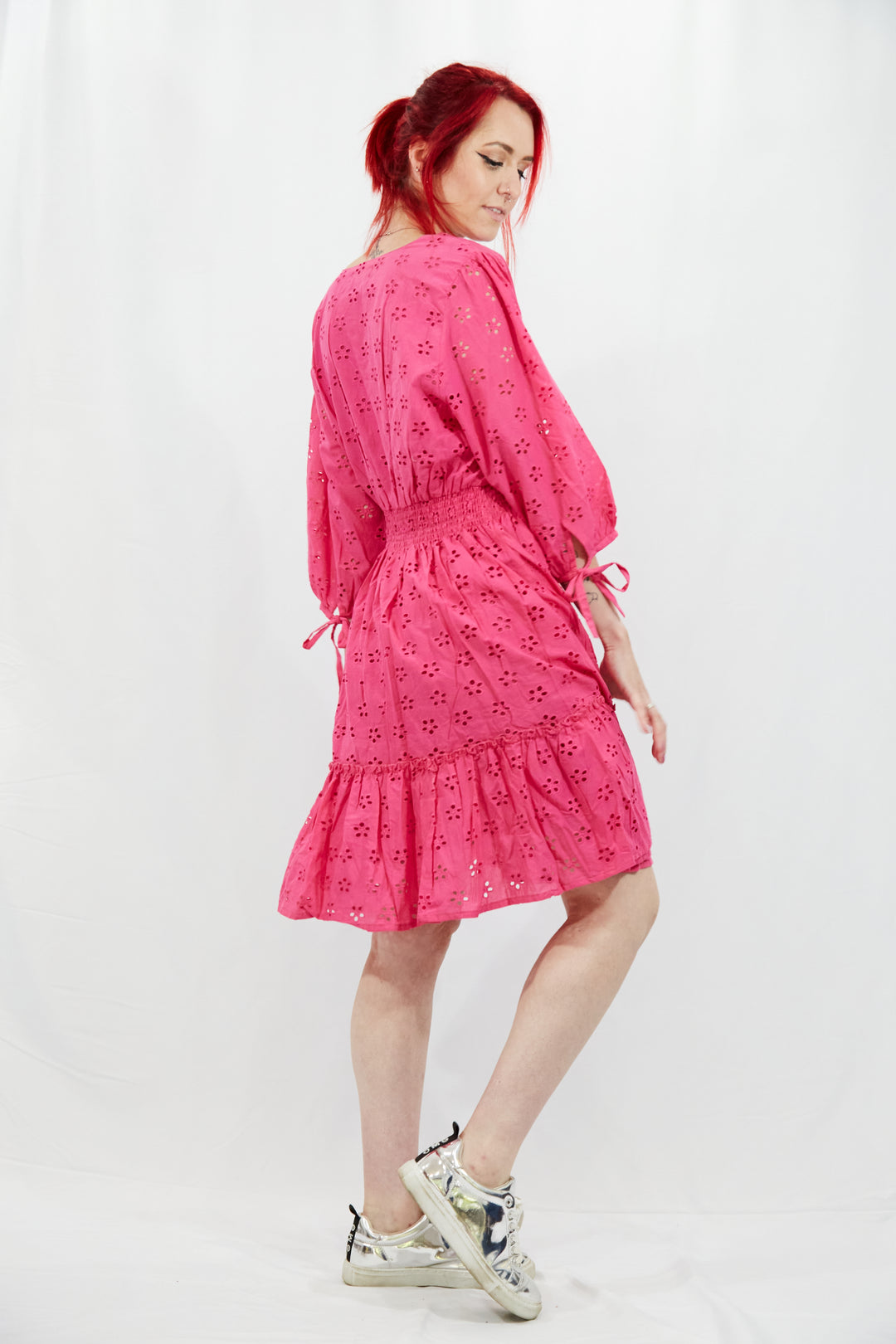 Tiered Broidery Anglaise Dress - Vz Collection