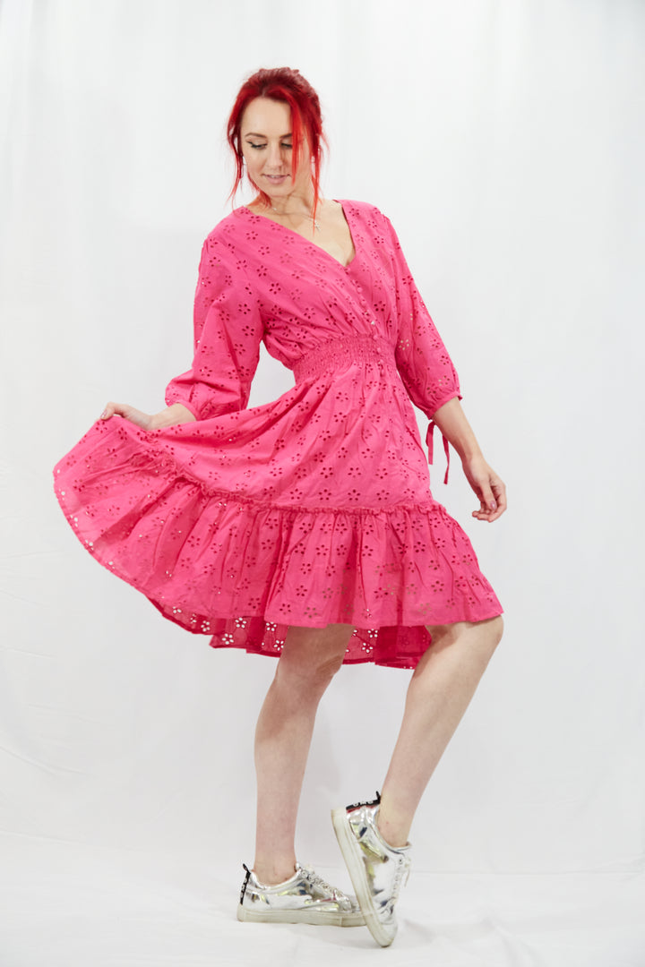 Tiered Broidery Anglaise Dress - Vz Collection
