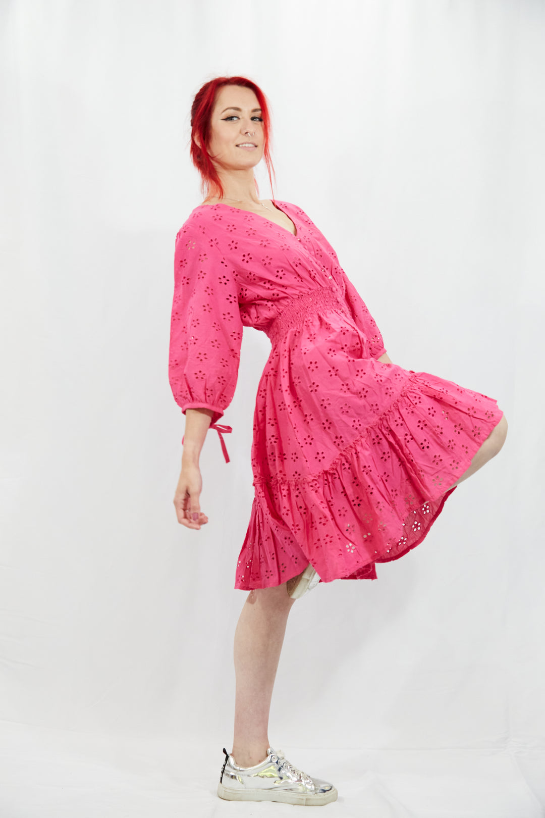 Tiered Broidery Anglaise Dress - Vz Collection
