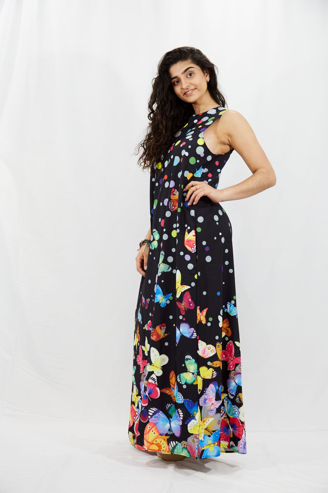 Digital Printed Butterflies Maxi Dress - Vz Collection
