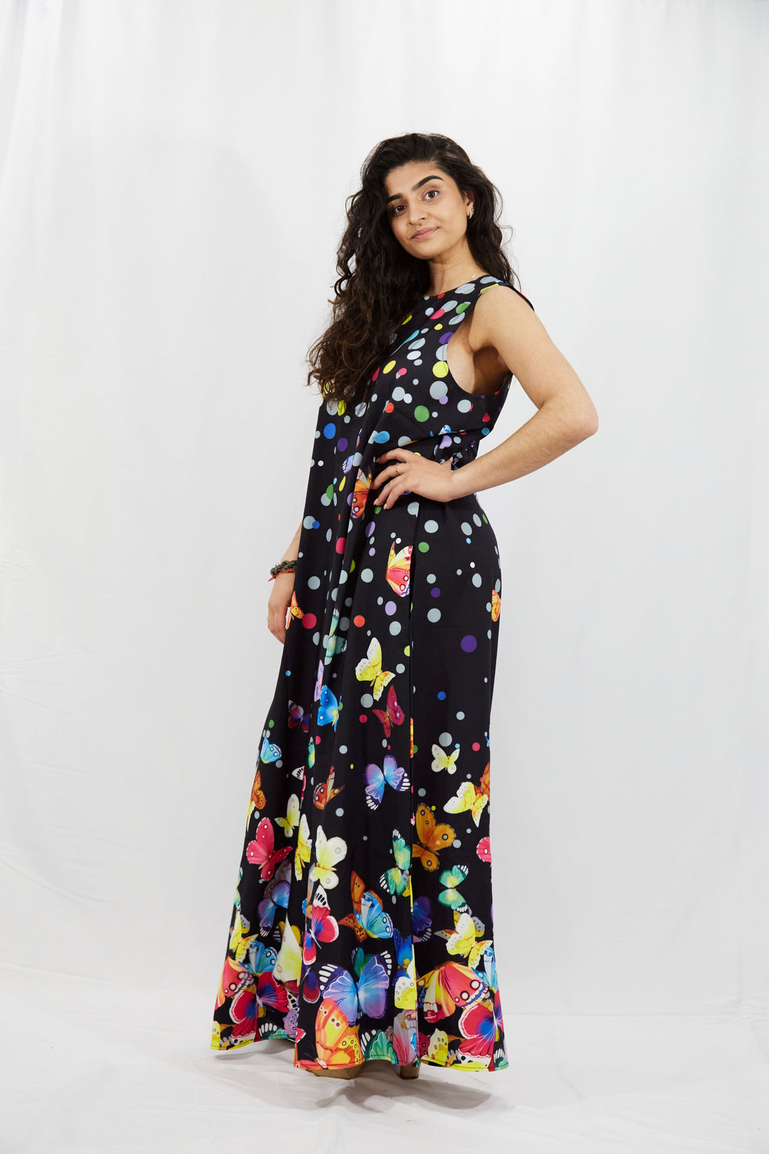 Digital Printed Butterflies Maxi Dress - Vz Collection