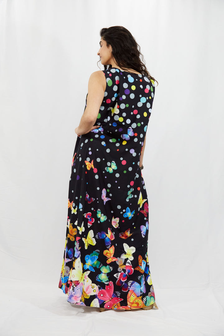 Digital Printed Butterflies Maxi Dress - Vz Collection