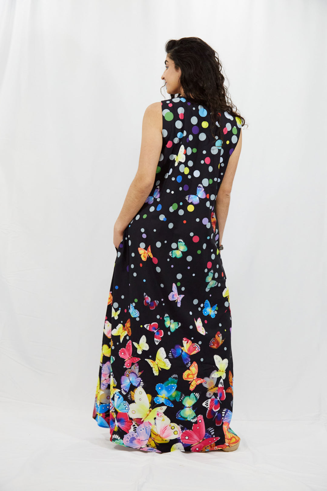 Digital Printed Butterflies Maxi Dress - Vz Collection