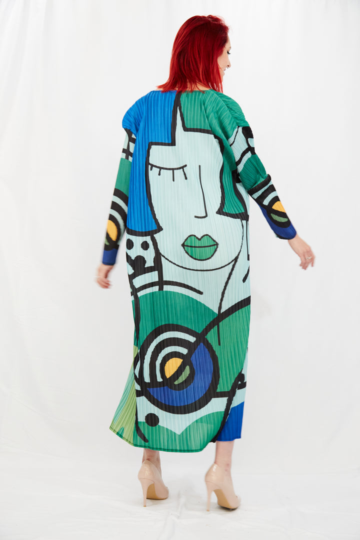 One Size Midi / Long Dress in Luxurious Pleated Plisse Fabric - Vz Collection