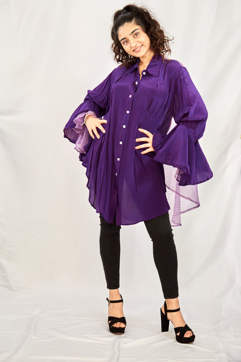 Purple Crepe Silk Top - Vz Collection