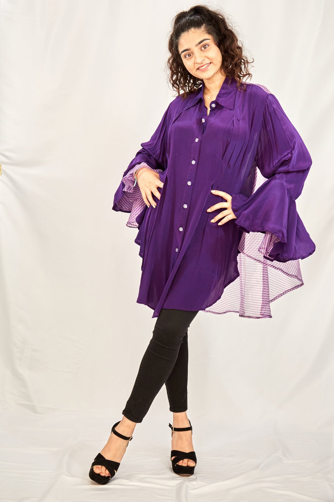 Purple Crepe Silk Top - Vz Collection