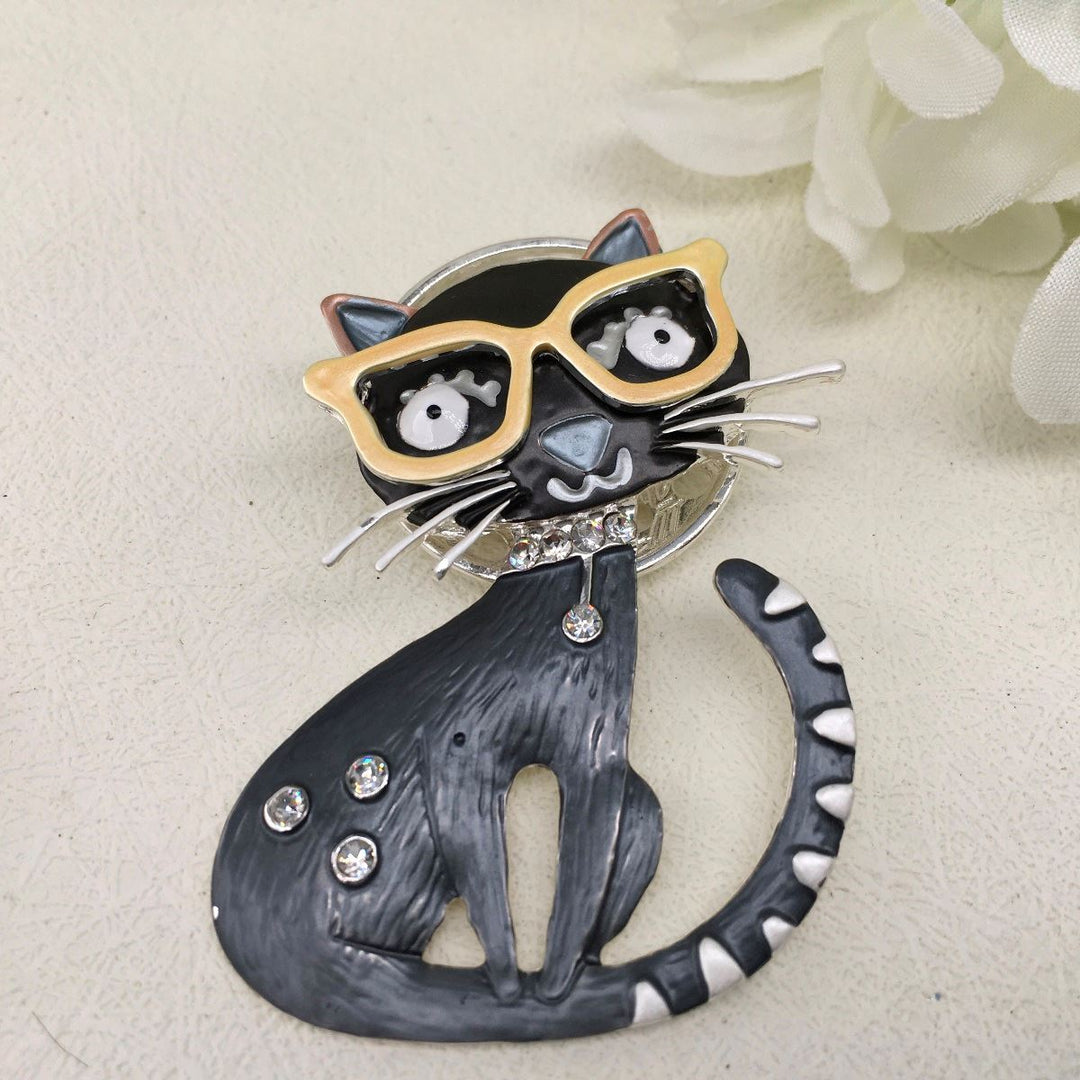 Cats with Glasses Magnetic Brooch