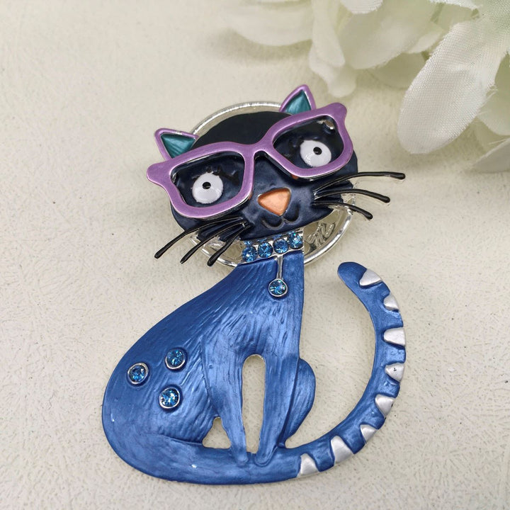 Cats with Glasses Magnetic Brooch