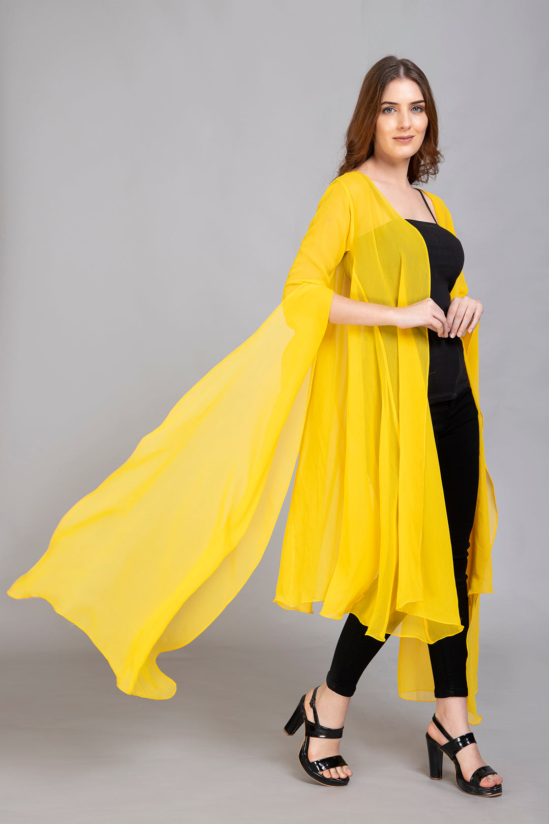 Georgette Chiffon Bell-Sleeve Capelet/Overlay