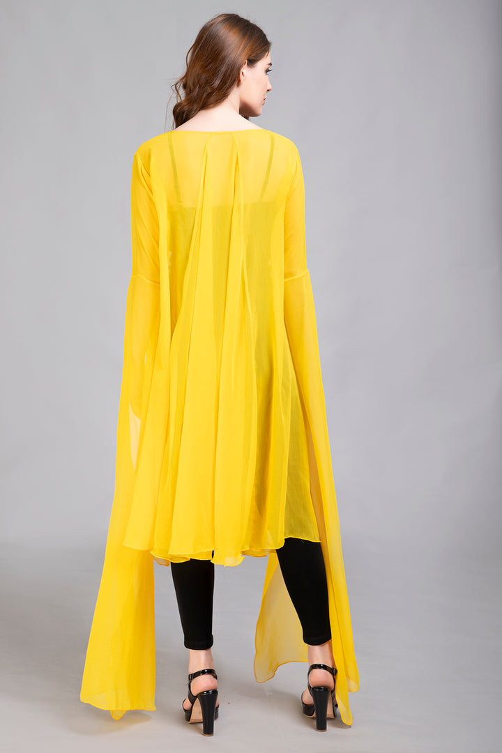 Georgette Chiffon Bell-Sleeve Capelet/Overlay