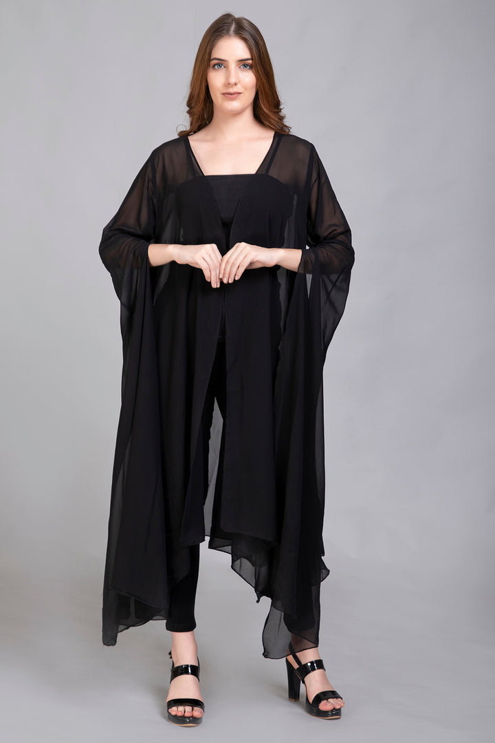 Georgette Chiffon Bell-Sleeve Capelet/Overlay