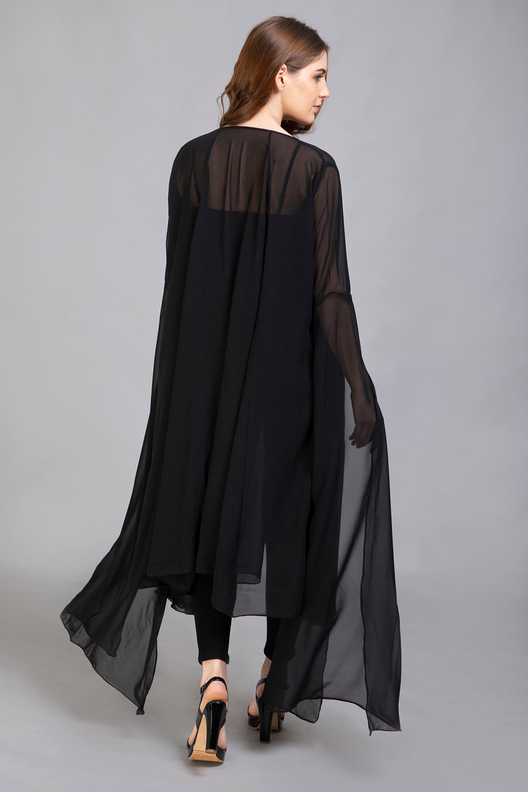 Georgette Chiffon Bell-Sleeve Capelet/Overlay