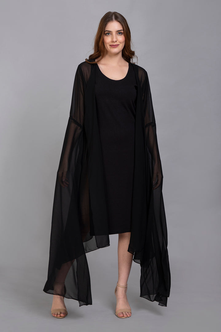 Georgette Chiffon Bell-Sleeve Capelet/Overlay