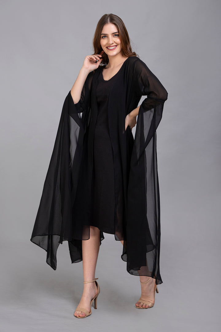 Georgette Chiffon Bell-Sleeve Capelet/Overlay