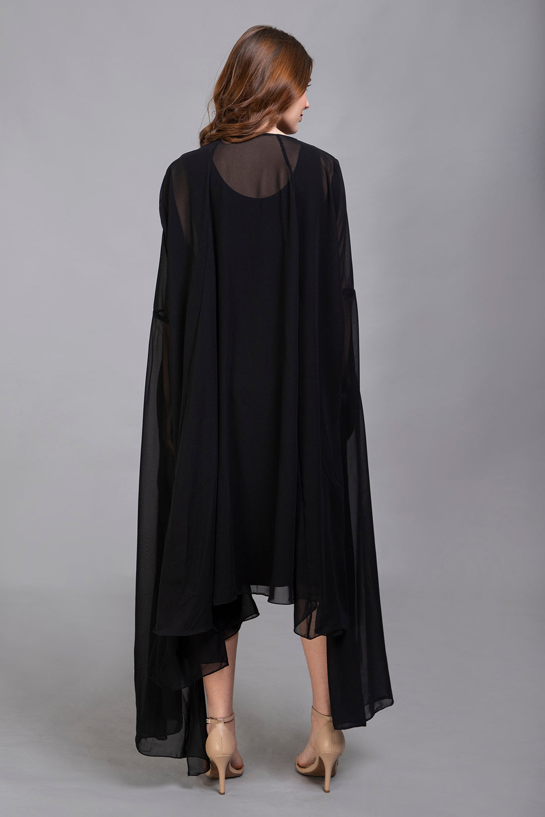 Georgette Chiffon Bell-Sleeve Capelet/Overlay