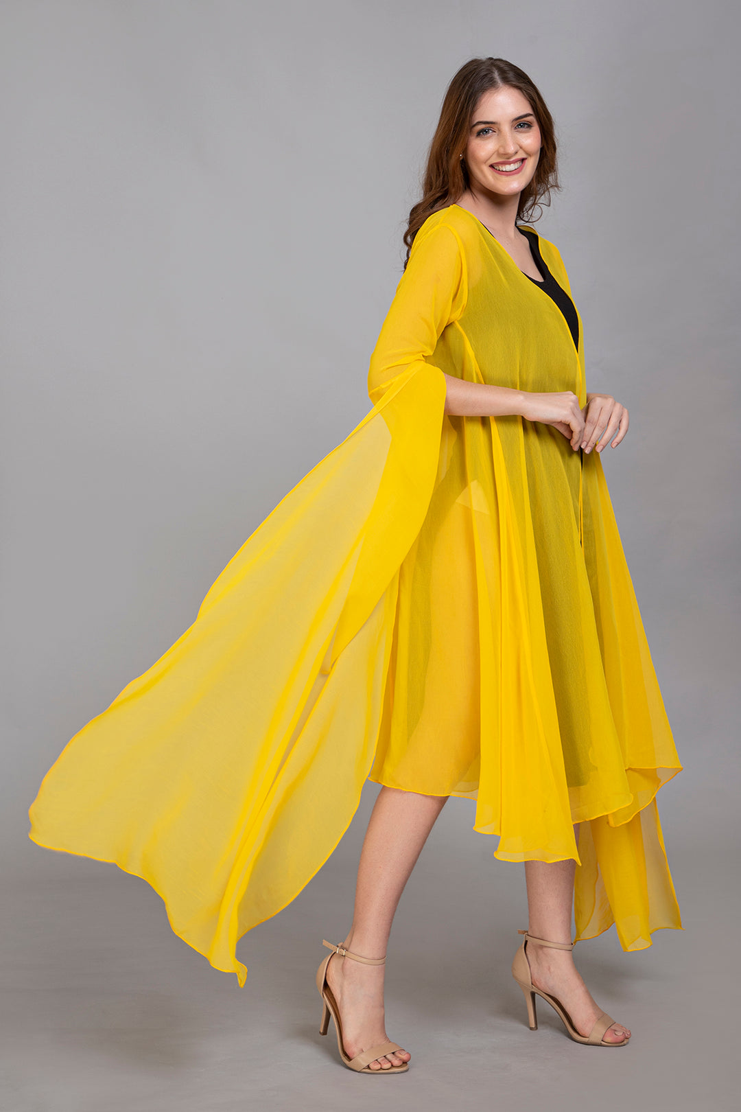 Georgette Chiffon Bell-Sleeve Capelet/Overlay