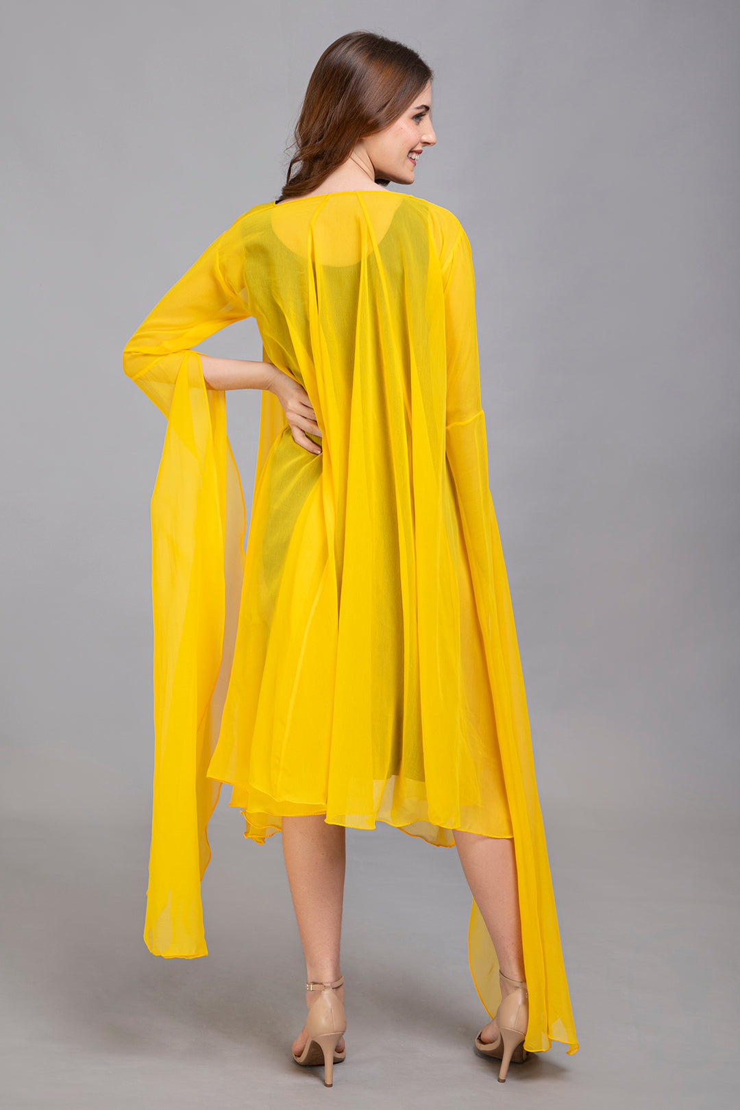 Georgette Chiffon Bell-Sleeve Capelet/Overlay