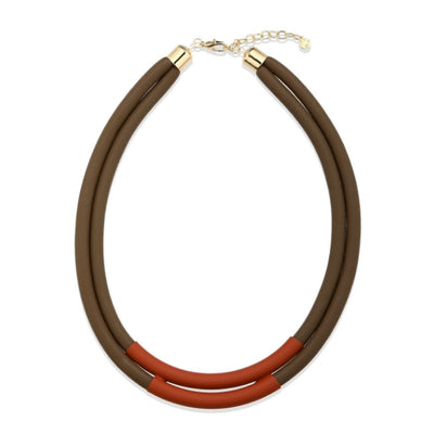 Brick Orange and Brown Rubber Necklace - Vz Collection