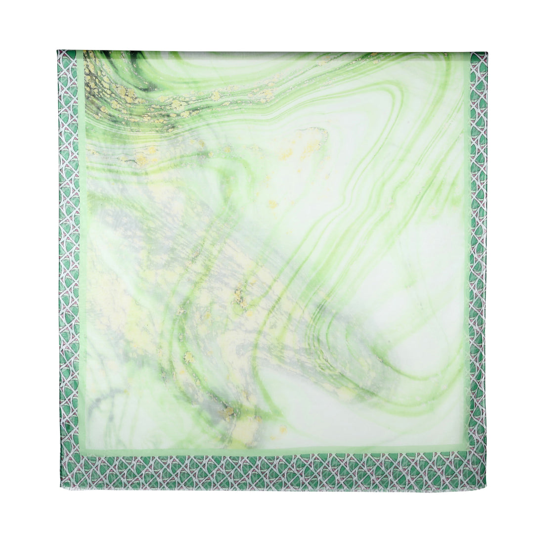 Green Marble Design Silk Blend Scarf - Vz Collection
