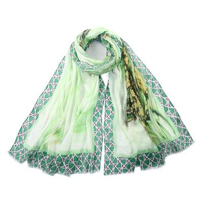 Green Marble Design Silk Blend Scarf - Vz Collection