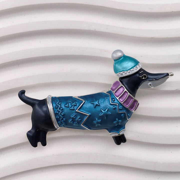 Dog with a Jumper Magnetic Brooch